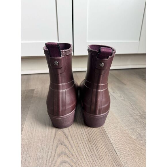 HUNTER Refined Low Heel Ankle Matt Boot Oxblood Size 5 Rainboots - Picture 6 of 10